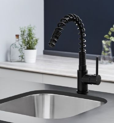 EVO DURHAM MATT BLACK FLEXIBLE PULL OUT MONO DUAL LEVER KITCHEN SINK MIXER TAP with SWIVEL SPOUT, KTAP008MB EVO DURHAM MATT BLACK FLEXIBLE PULL OUT MONO DUAL LEVER KITCHEN SINK MIXER TAP with SWIVEL SPOUT, KTAP008MB